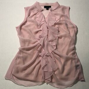 Cynthia Rowley Soft Pink Blush Ruffle Peplum Chiffon Blouse Size M